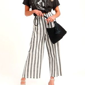 Grey and White Striped Culottes